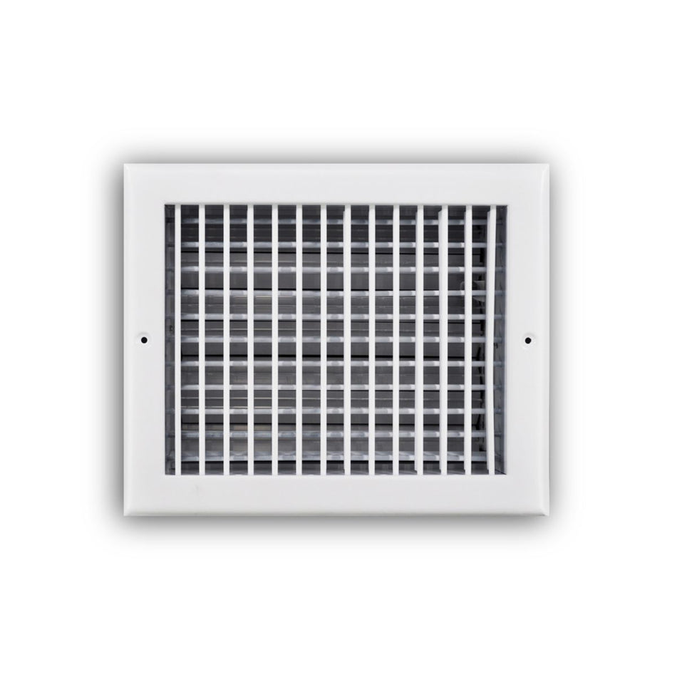 TRUaire 220VO10X08, 10x8 Double Deflection Air Register, White Steel Sidewall & Ceiling Air Vent with Opposed Blade Damper, 220VO Series