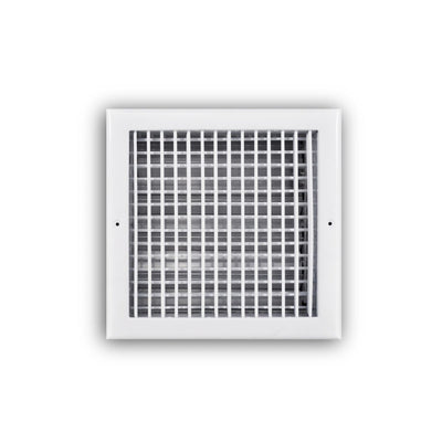 TRUaire 220VO10X10, 10x10 Double Deflection Air Register, White Steel Sidewall & Ceiling Air Vent with Opposed Blade Damper, 220VO Series