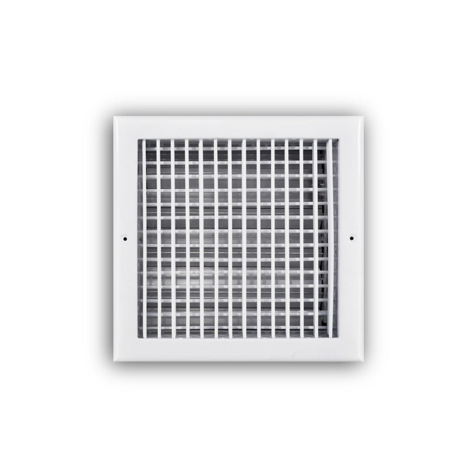 TRUaire 220VO10X10, 10x10 Double Deflection Air Register, White Steel Sidewall & Ceiling Air Vent with Opposed Blade Damper, 220VO Series