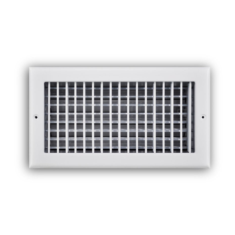 TRUaire 220VO12X06, 12x6 Double Deflection Air Register, White Steel Sidewall & Ceiling Air Vent with Opposed Blade Damper, 220VO Series