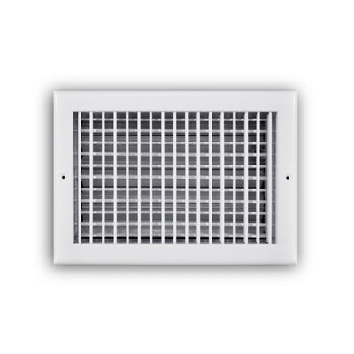 TRUaire 220VO12X08, 12x8 Double Deflection Air Register, White Steel Sidewall & Ceiling Air Vent with Opposed Blade Damper, 220VO Series