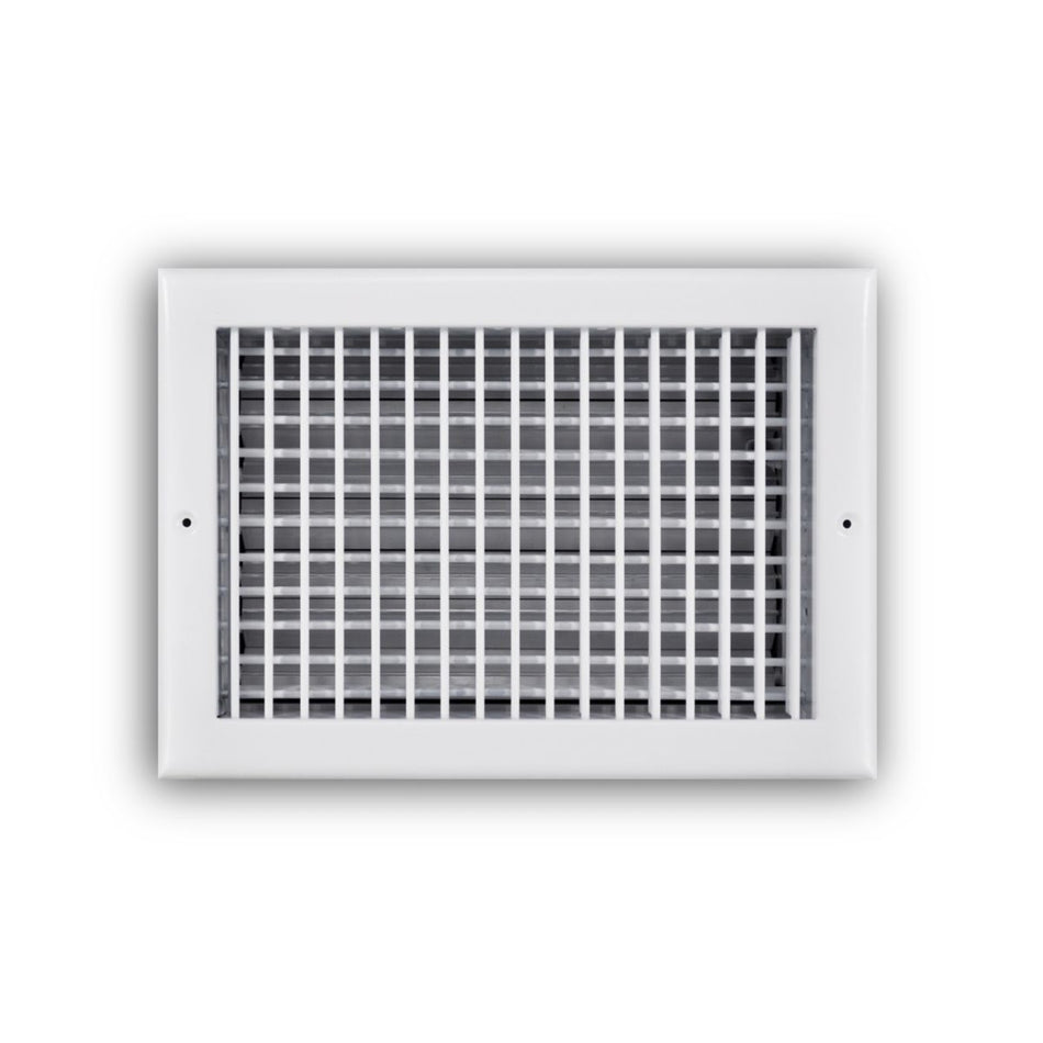 TRUaire 220VO12X08, 12x8 Double Deflection Air Register, White Steel Sidewall & Ceiling Air Vent with Opposed Blade Damper, 220VO Series