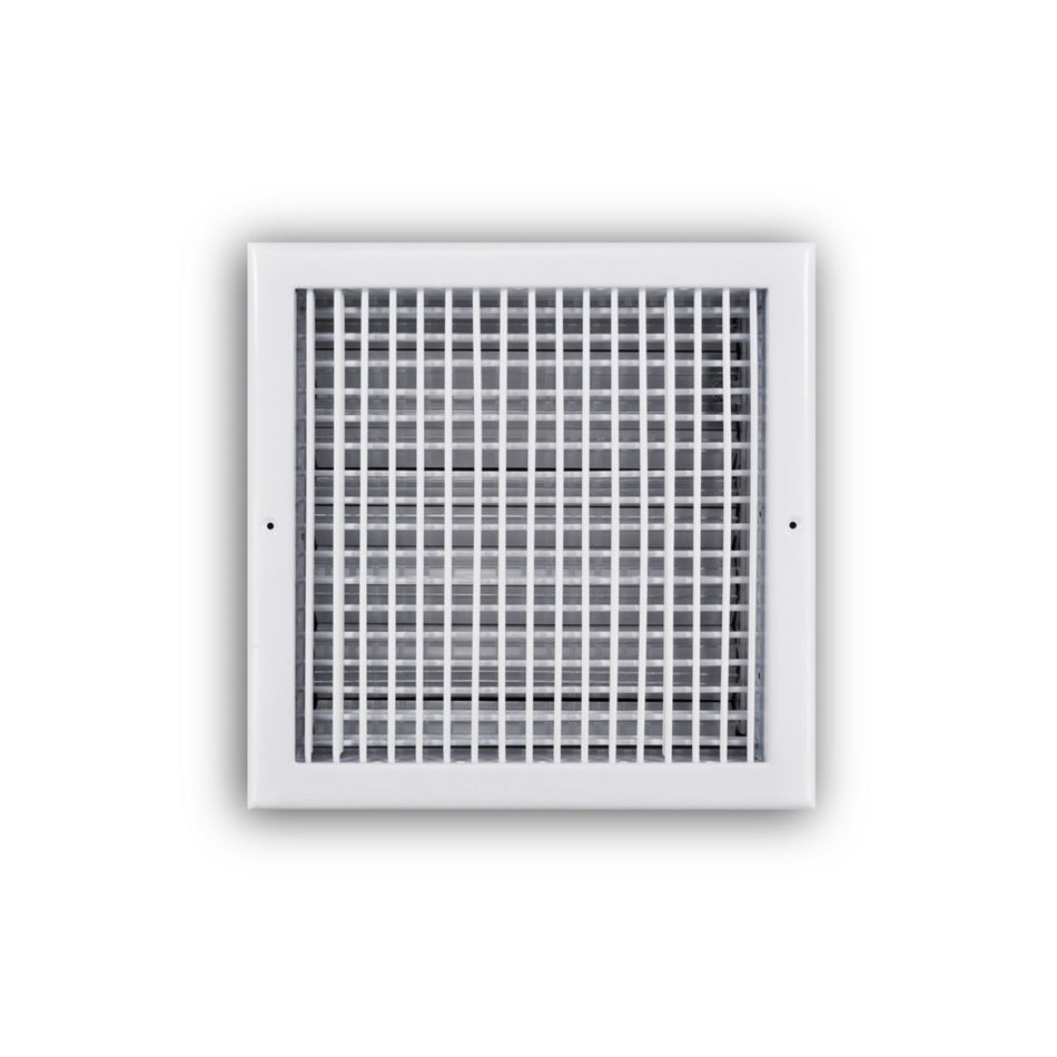 TRUaire 220VO12X12, 12x12 Double Deflection Air Register, White Steel Sidewall & Ceiling Air Vent with Opposed Blade Damper, 220VO Series