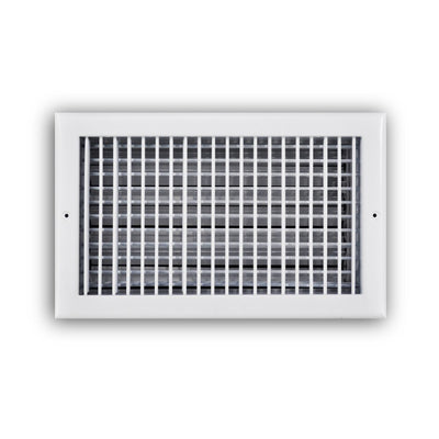 TRUaire 220VO14X08, 14x8 Double Deflection Air Register, White Steel Sidewall & Ceiling Air Vent with Opposed Blade Damper, 220VO Series