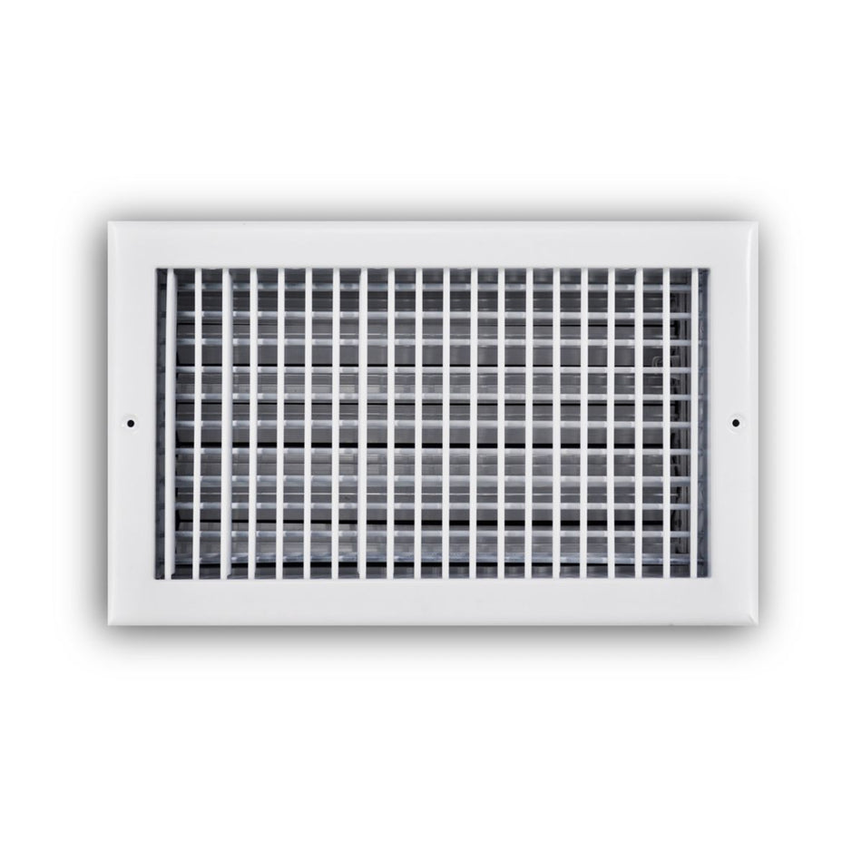 TRUaire 220VO14X08, 14x8 Double Deflection Air Register, White Steel Sidewall & Ceiling Air Vent with Opposed Blade Damper, 220VO Series