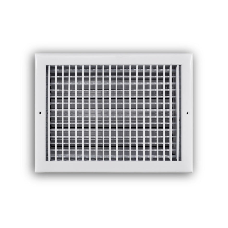 TRUaire 220VO14X10, 14x10 Double Deflection Air Register, White Steel Sidewall & Ceiling Air Vent with Opposed Blade Damper, 220VO Series