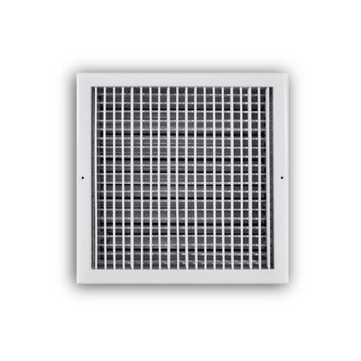 TRUaire 220VO14X14, 14x14 Double Deflection Air Register, White Steel Sidewall & Ceiling Air Vent with Opposed Blade Damper, 220VO Series