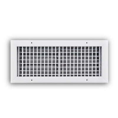 TRUaire 220VO16X06, 16x6 Double Deflection Air Register, White Steel Sidewall & Ceiling Air Vent with Opposed Blade Damper, 220VO Series