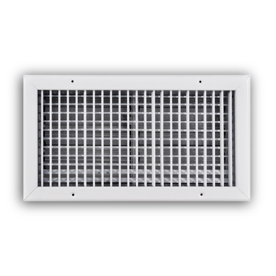 TRUaire 220VO16X08, 16x8 Double Deflection Air Register, White Steel Sidewall & Ceiling Air Vent with Opposed Blade Damper, 220VO Series