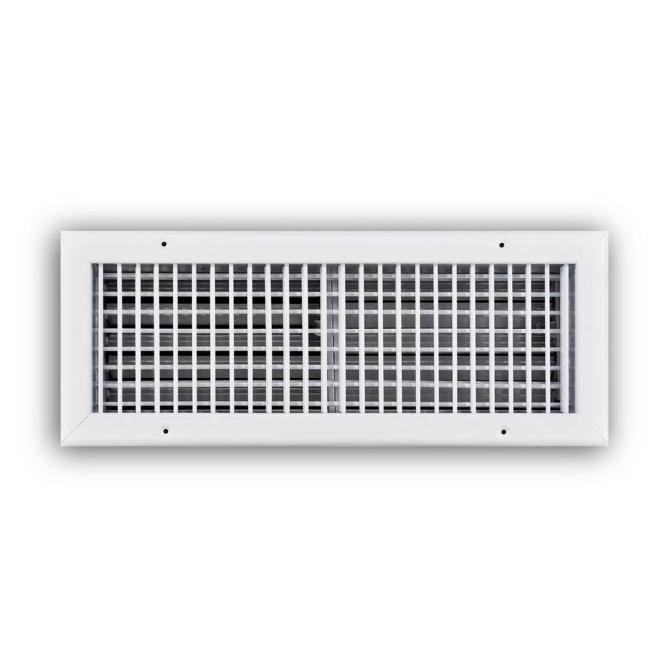 TRUaire 220VO18X06, 18x6 Double Deflection Air Register, White Steel Sidewall & Ceiling Air Vent with Opposed Blade Damper, 220VO Series
