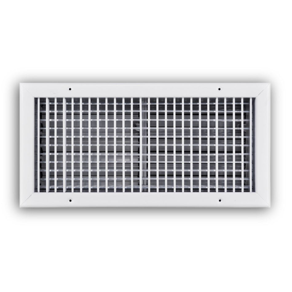 TRUaire 220VO18X08, 18x8 Double Deflection Air Register, White Steel Sidewall & Ceiling Air Vent with Opposed Blade Damper, 220VO Series