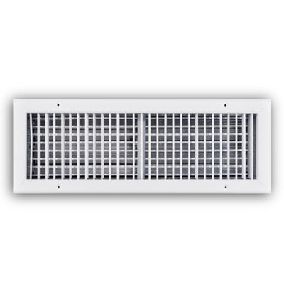 TRUaire 220VO20X06, 20x6 Double Deflection Air Register, White Steel Sidewall & Ceiling Air Vent with Opposed Blade Damper, 220VO Series
