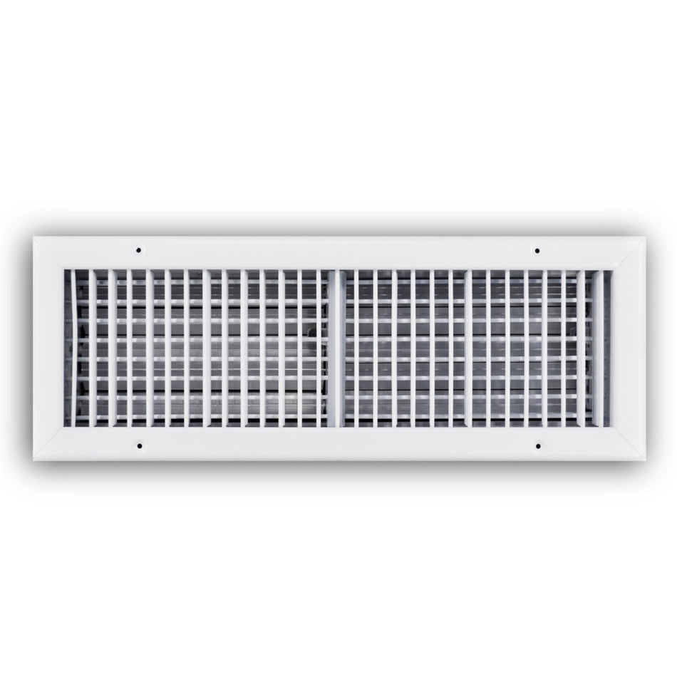 TRUaire 220VO20X06, 20x6 Double Deflection Air Register, White Steel Sidewall & Ceiling Air Vent with Opposed Blade Damper, 220VO Series
