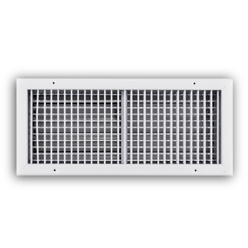 TRUaire 220VO20X08, 20x8 Double Deflection Air Register, White Steel Sidewall & Ceiling Air Vent with Opposed Blade Damper, 220VO Series