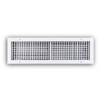 TRUaire 220VO24X06, 24x6 Double Deflection Air Register, White Steel Sidewall & Ceiling Air Vent with Opposed Blade Damper, 220VO Series