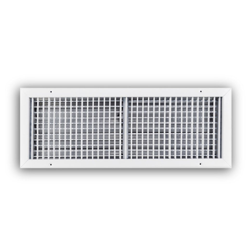 TRUaire 220VO24X08, 24x8 Double Deflection Air Register, White Steel Sidewall & Ceiling Air Vent with Opposed Blade Damper, 220VO Series