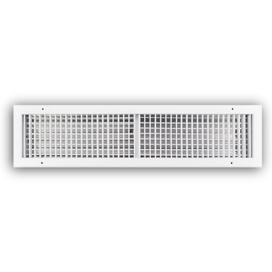 TRUaire 220VO30X08, 30x8 Double Deflection Air Register, White Steel Sidewall & Ceiling Air Vent with Opposed Blade Damper, 220VO Series