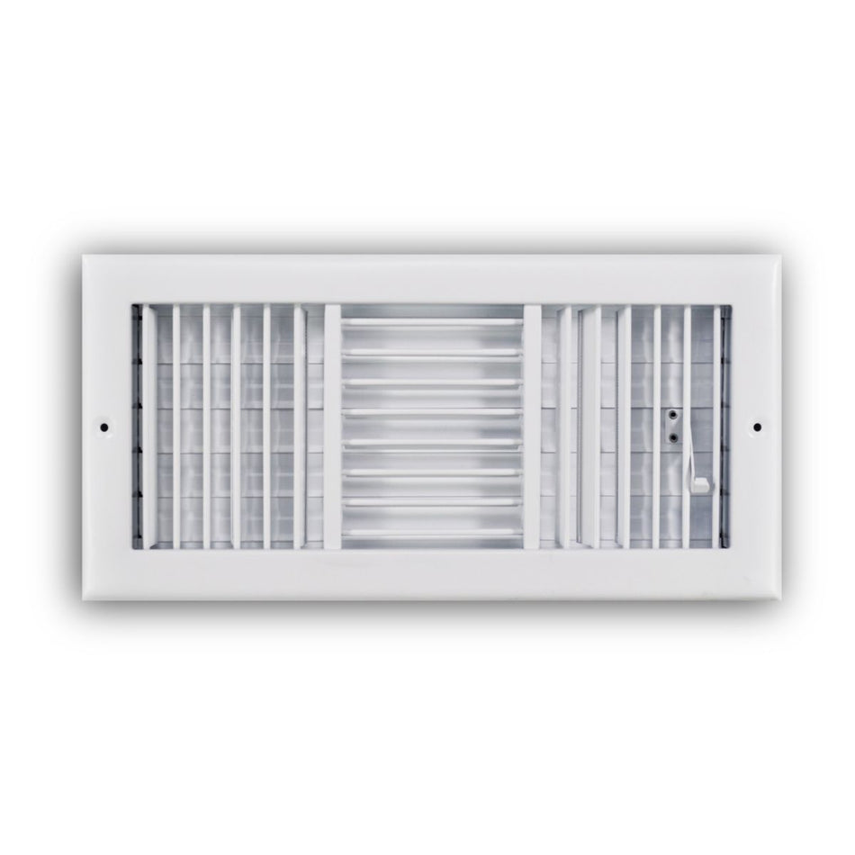 TRUaire 230VM14X06, 14x6 3-Way Air Register, White Steel Sidewall & Ceiling Air Vent, 230VM Series