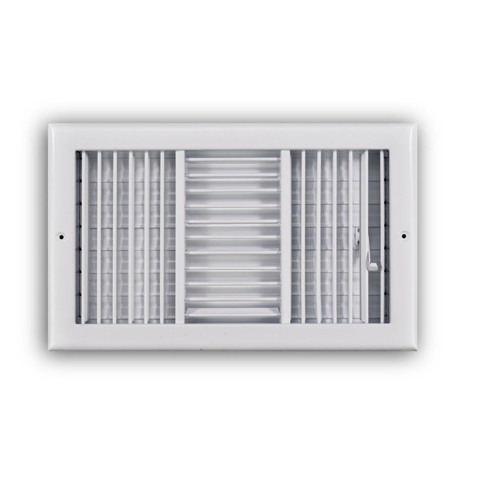 TRUaire 230VM14X08, 14x8 3-Way Air Register, White Steel Sidewall & Ceiling Air Vent, 230VM Series