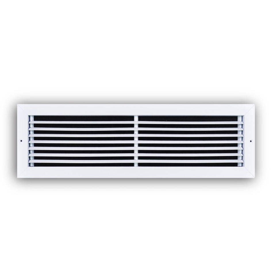 TRUaire 27024X06, 24x6 Return Air Grille, Fixed Bar, White Steel Wall & Ceiling Vent Cover, 270 Series