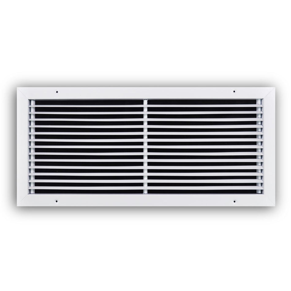 TRUaire 27024X10, 24x10 Return Air Grille, Fixed Bar, White Steel Wall & Ceiling Vent Cover, 270 Series