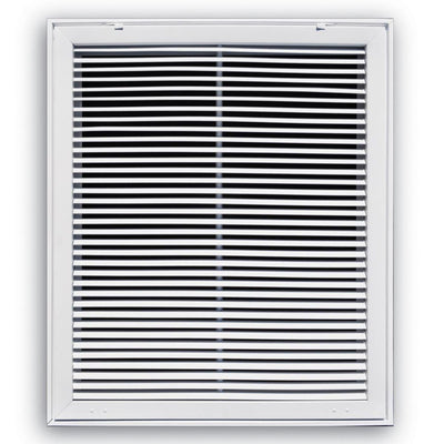 TRUaire 29020X24, 23x27 Return Air Filter Grille, Fixed Bar, White Steel Filter Back Vent Cover, Fits 20x24x1 Filter, 290 Series