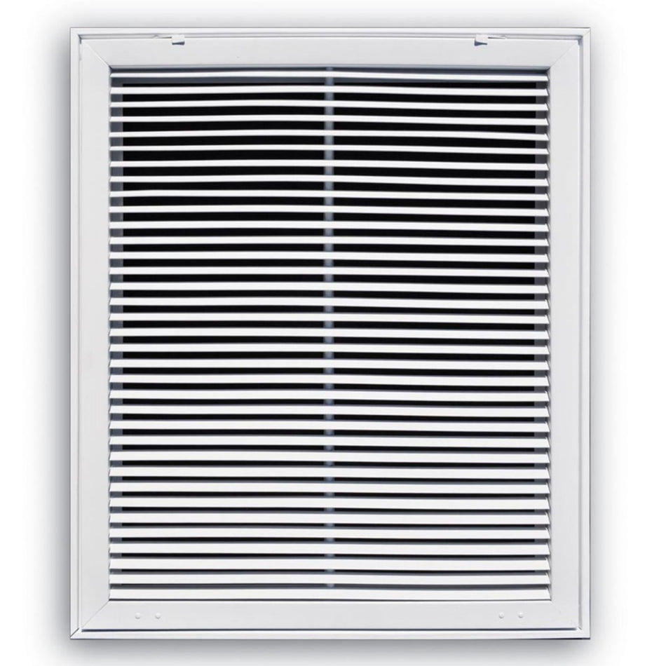 TRUaire 29020X24, 23x27 Return Air Filter Grille, Fixed Bar, White Steel Filter Back Vent Cover, Fits 20x24x1 Filter, 290 Series