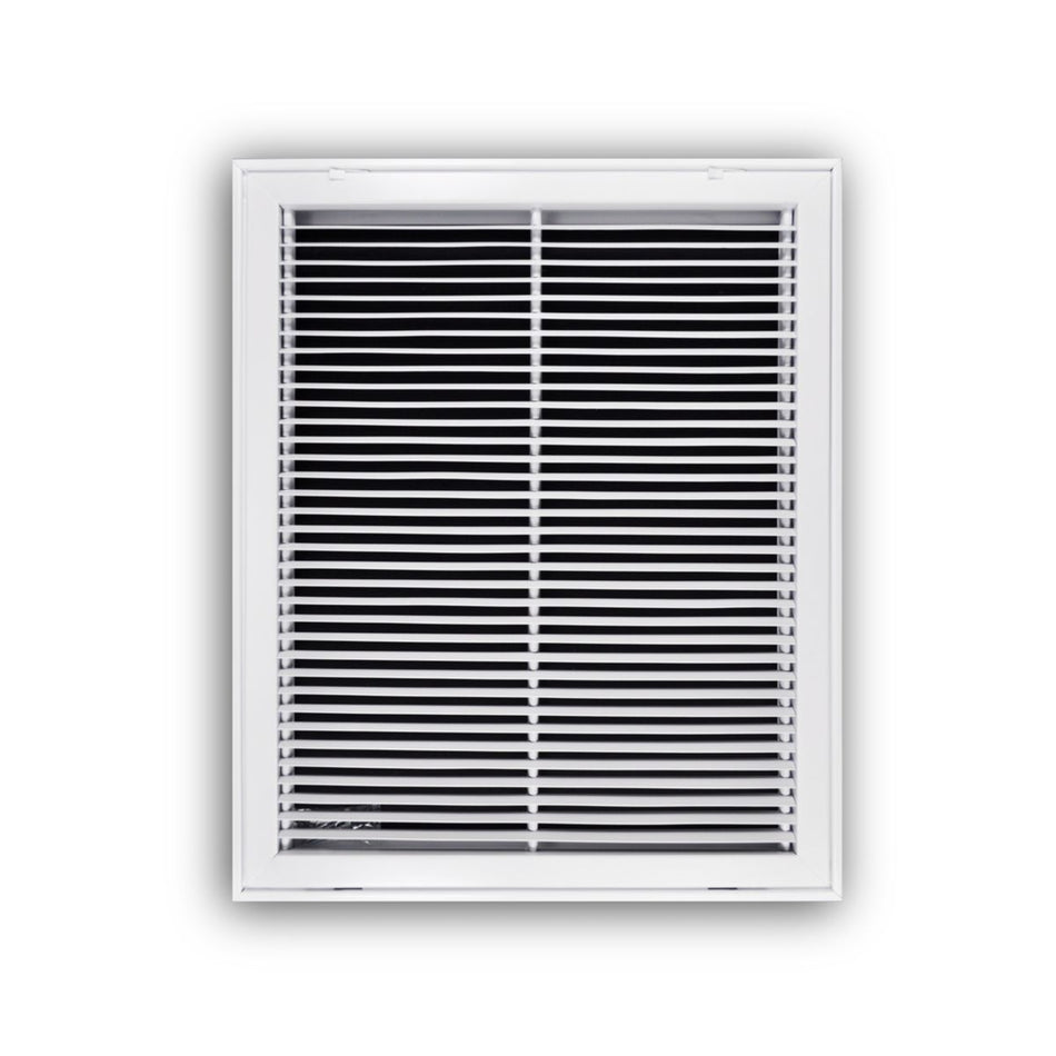 TRUaire 29020X25, 20x25 Return Air Filter Grille, Fixed Bar, White Steel Filter Back Vent Cover, Fits 20x25x1 Filter, 290 Series