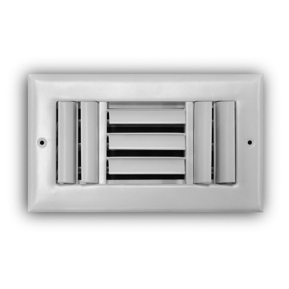 TRUaire 303M08X04, 8x4 3-Way Air Register, White Steel Sidewall & Ceiling Air Vent, 303M Series