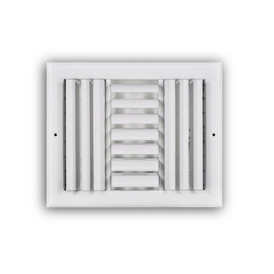 TRUaire 303M10X08, 10x8 3-Way Air Register, White Steel Sidewall & Ceiling Air Vent, 303M Series