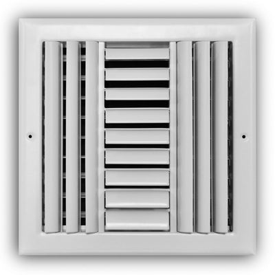 TRUaire 303M10X10, 10x10 3-Way Air Register, White Steel Sidewall & Ceiling Air Vent, 303M Series