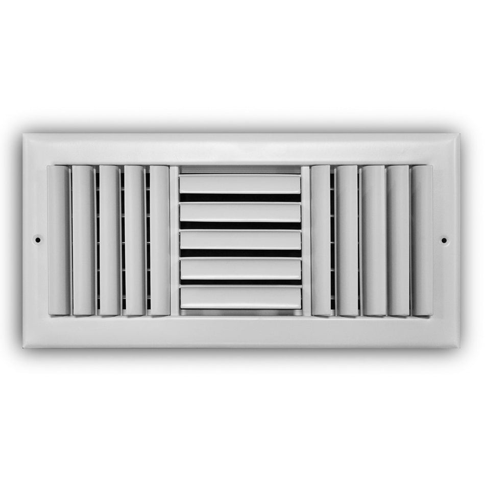 TRUaire 303M14X06, 14x6 3-Way Air Register, White Steel Sidewall & Ceiling Air Vent, 303M Series