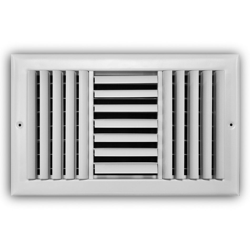 TRUaire 303M14X08, 14x8 3-Way Air Register, White Steel Sidewall & Ceiling Air Vent, 303M Series