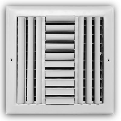 TRUaire 304M10X10, 10x10 4-Way Air Register, White Steel Sidewall & Ceiling Air Vent, 304M Series