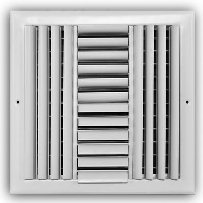 TRUaire 304M12X12, 12x12 4-Way Air Register, White Steel Sidewall & Ceiling Air Vent, 304M Series