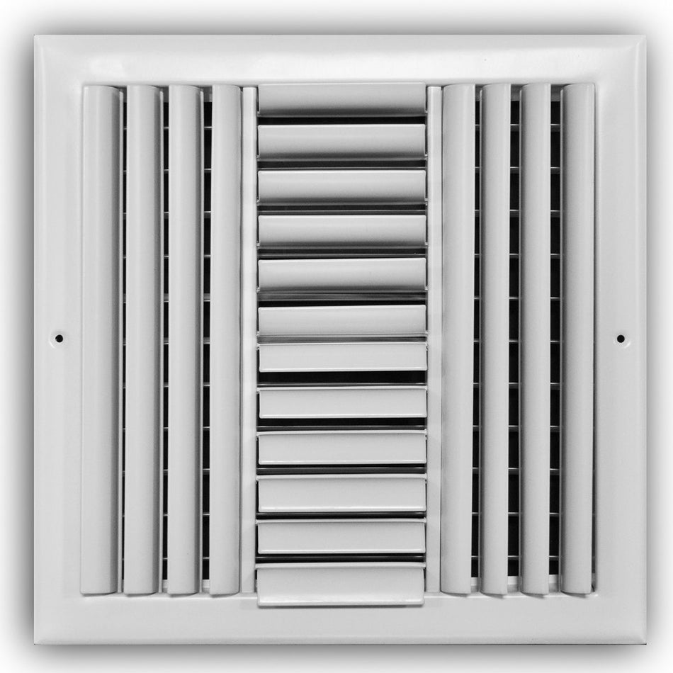 TRUaire 304M12X12, 12x12 4-Way Air Register, White Steel Sidewall & Ceiling Air Vent, 304M Series