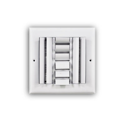 TRUaire 304O06X06, 6x6 4-Way Air Register, White Steel Sidewall & Ceiling Air Vent with Opposed Blade Damper, 304 Series