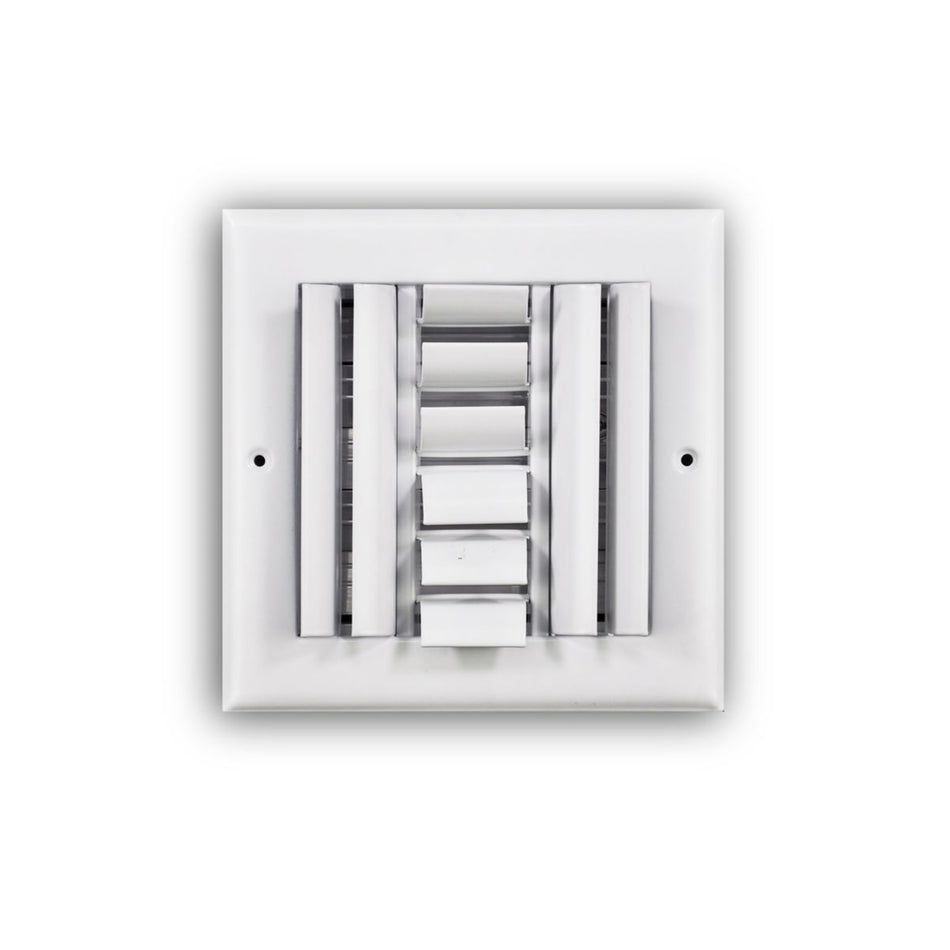 TRUaire 304O06X06, 6x6 4-Way Air Register, White Steel Sidewall & Ceiling Air Vent with Opposed Blade Damper, 304 Series