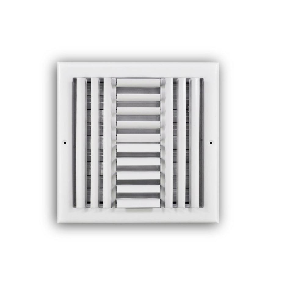 TRUaire 304O10X10, 10x10 4-Way Air Register, White Steel Sidewall & Ceiling Air Vent with Opposed Blade Damper, 304 Series