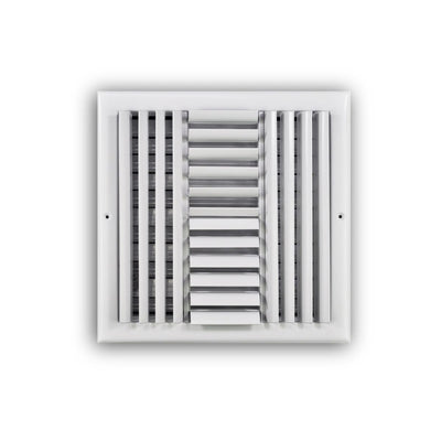 TRUaire 304O12X12, 12x12 4-Way Air Register, White Steel Sidewall & Ceiling Air Vent with Opposed Blade Damper, 304 Series