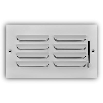 TRUaire 401M08X04, 8x4 1-Way Air Register, White Steel Sidewall & Ceiling Air Vent, 401M Series