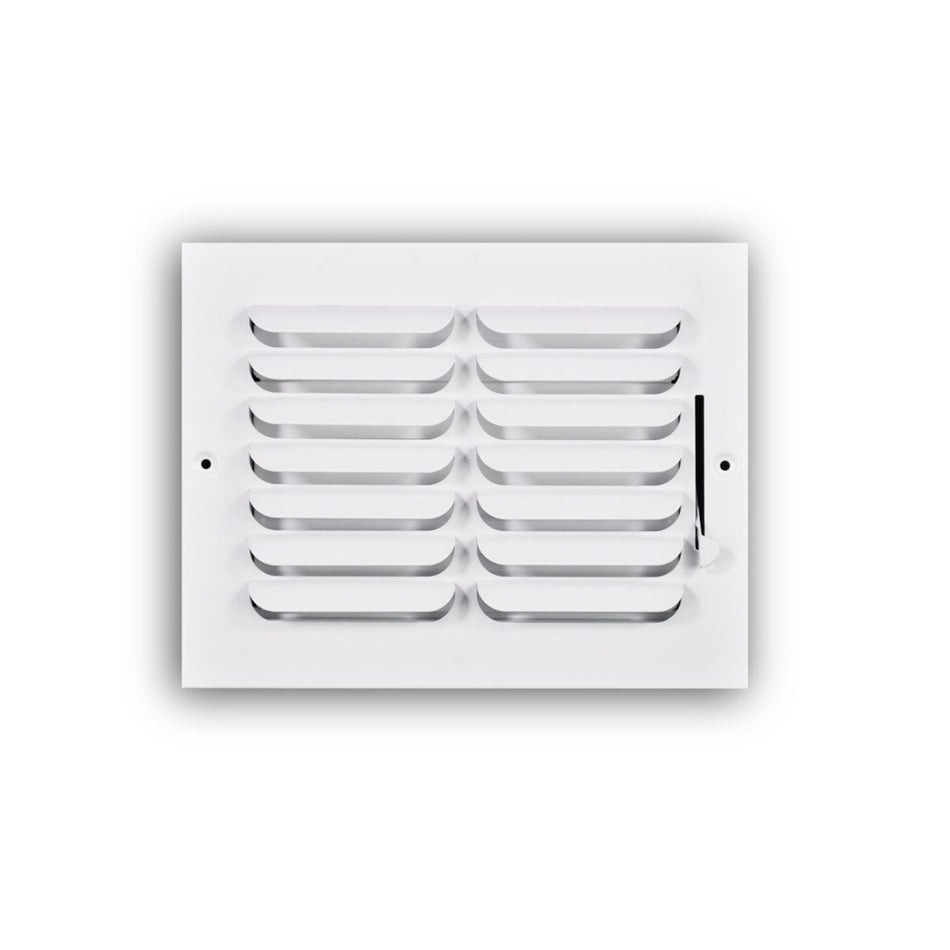 TRUaire 401M08X06, 8x6 1-Way Air Register, White Steel Sidewall & Ceiling Air Vent, 401M Series