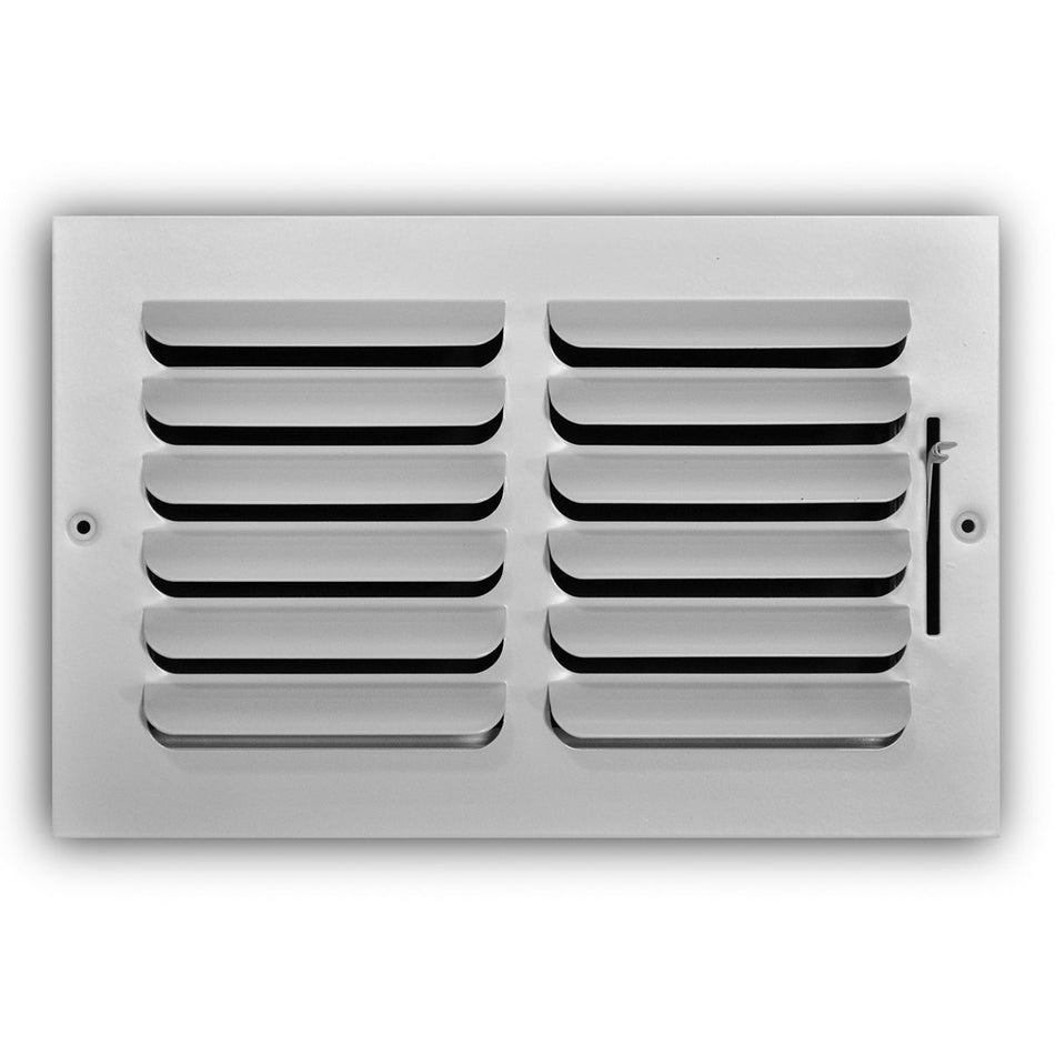 TRUaire 401M10X06, 10x6 1-Way Air Register, White Steel Sidewall & Ceiling Air Vent, 401M Series