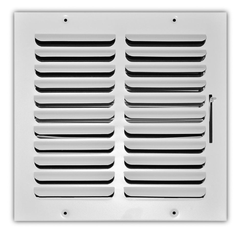 TRUaire 401M10X10, 10x10 1-Way Air Register, White Steel Sidewall & Ceiling Air Vent, 401M Series