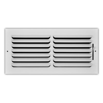TRUaire 401M14X06, 14x6 1-Way Air Register, White Steel Sidewall & Ceiling Air Vent, 401M Series