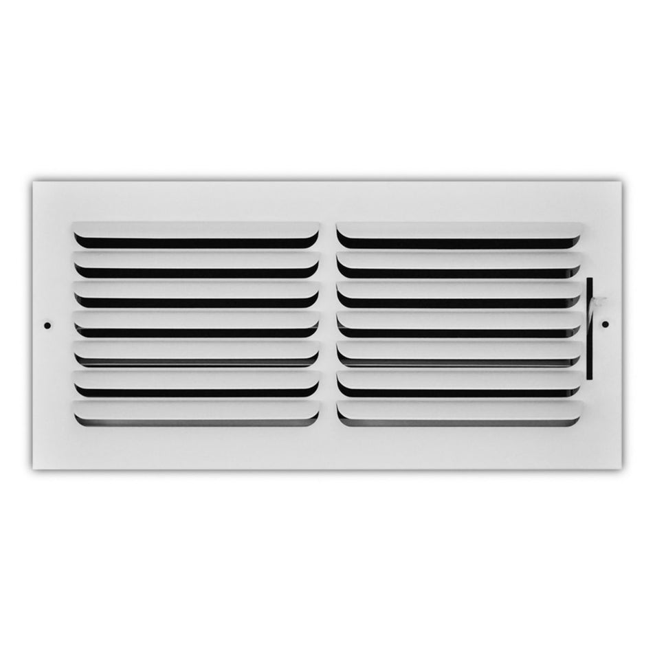 TRUaire 401M14X06, 14x6 1-Way Air Register, White Steel Sidewall & Ceiling Air Vent, 401M Series