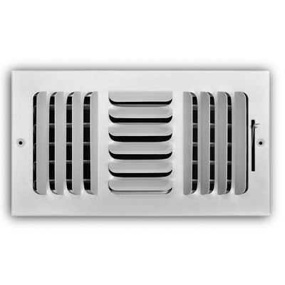 TRUaire 403M12X06, 12x6 3-Way Air Register, White Steel Sidewall & Ceiling Air Vent, 403M Series