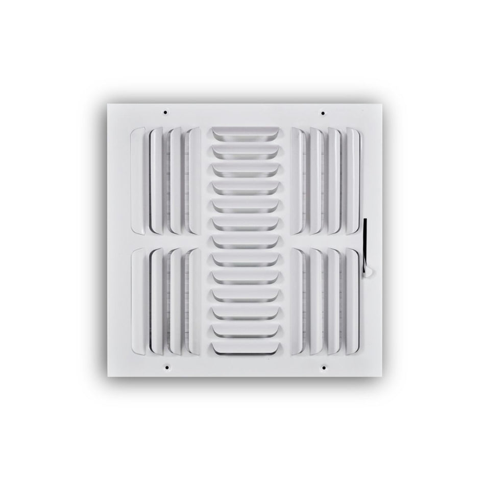 TRUaire 403M12X12, 12x12 3-Way Air Register, White Steel Sidewall & Ceiling Air Vent, 403M Series