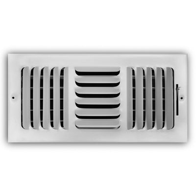 TRUaire 403M14X06, 14x6 3-Way Air Register, White Steel Sidewall & Ceiling Air Vent, 403M Series