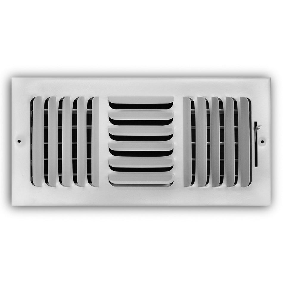 TRUaire 403M14X06, 14x6 3-Way Air Register, White Steel Sidewall & Ceiling Air Vent, 403M Series
